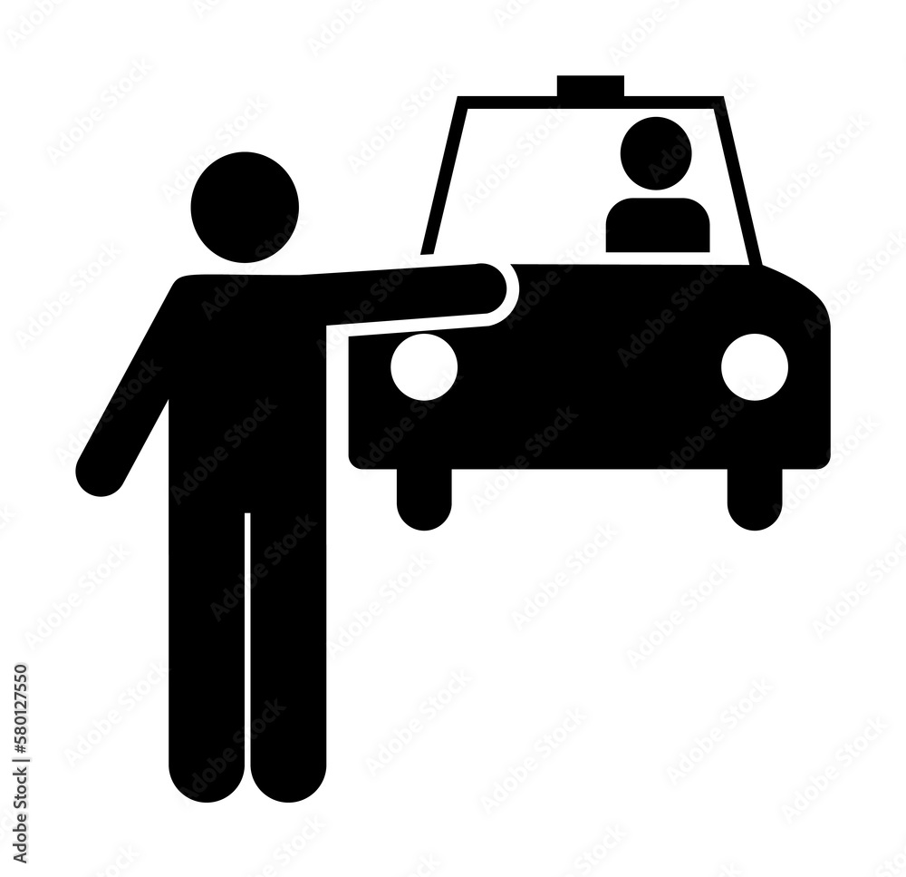 Man, cab, car, vehicle, taxi icon. Element of daily routine pictogram icon on white background Man, cab, car, vehicle, taxi icon. Element of daily routine pictogram icon on white background