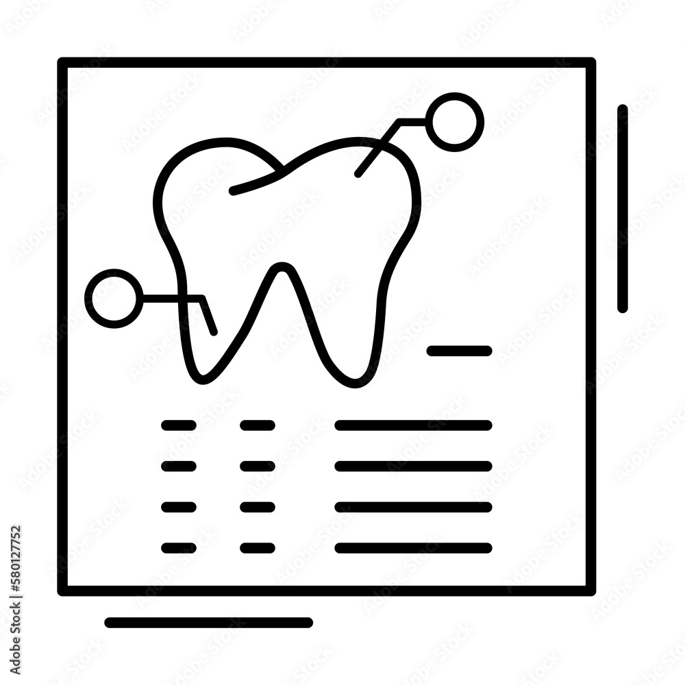 Dentist report tooth icon. Simple line, outline of dentistry icons for ...