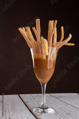 Dessert - Cup with dulce de leche and mini churros