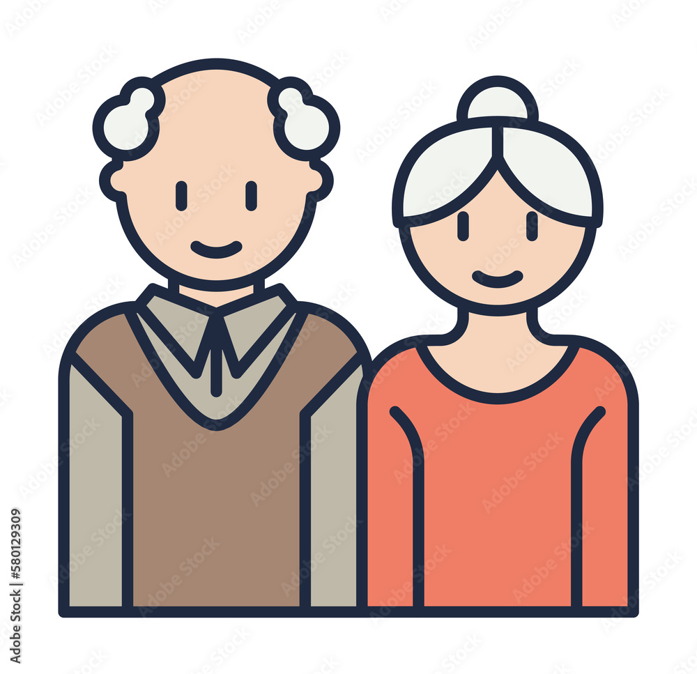 Grandfather and grandmother cartoon icon. Element of family icon for mobile concept and web apps. Cartoon Grandfather and grandmother icon can be used for web and mobile on white background Grandfather and grandmother cartoon icon. Element of family icon for mobile concept and web apps. Cartoon Grandfather and grandmother icon can be used for web and mobile on white background