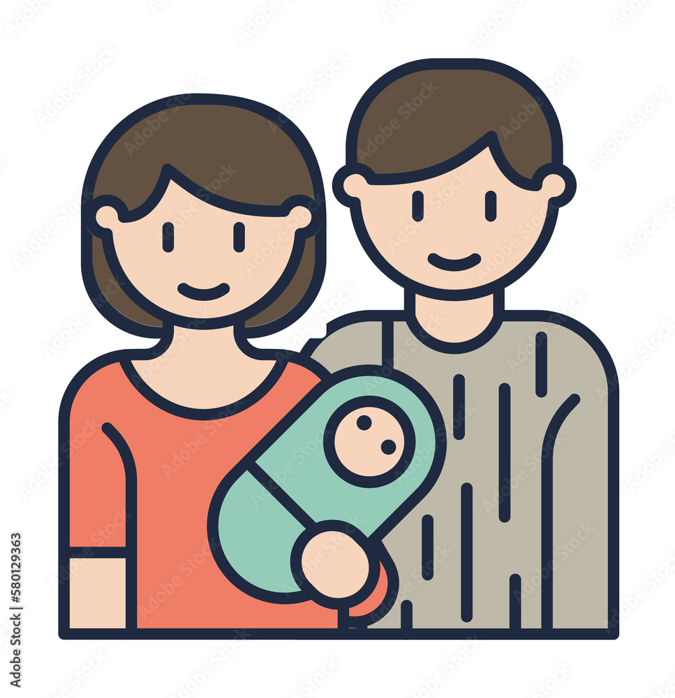 parents with baby cartoon icon. Element of family icon for mobile concept and web apps. Cartoon parents with baby icon can be used for web and mobile on white background parents with baby cartoon icon. Element of family icon for mobile concept and web apps. Cartoon parents with baby icon can be used for web and mobile on white background