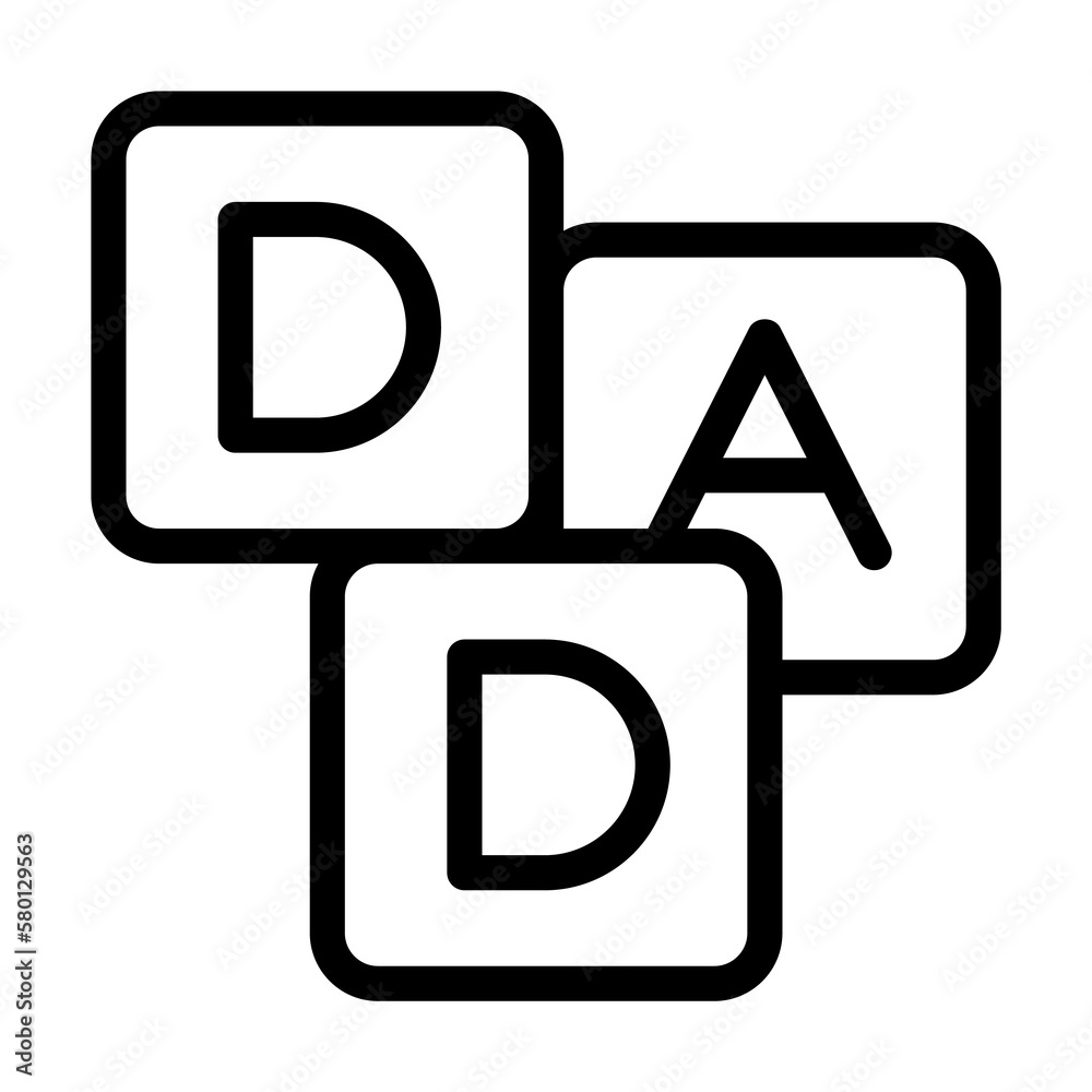 ABC Block, DAD icon. Simple line, outline elements of cultural activities icons for ui and ux, website or mobile application on white background