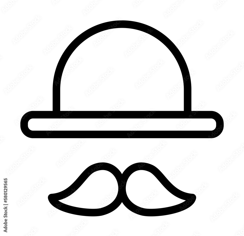 Mustache, hat icon. Simple line, outline elements of cultural activities icons for ui and ux, website or mobile application on white background Mustache, hat icon. Simple line, outline elements of cultural activities icons for ui and ux, website or mobile application on white background
