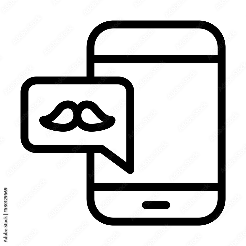 Smartphone, chat bubble, mustache icon. Simple line, outline elements of cultural activities icons for ui and ux, website or mobile application on white background