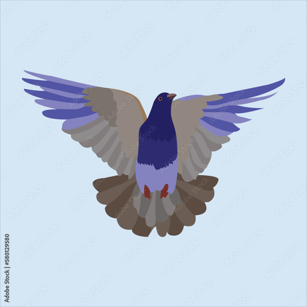 Naklejka premium Vector artwork of a beautiful flying Pigeon birds