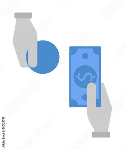 Banking, cash, hand, return, dollar, change, finance, money two color blue and gray icon on white background