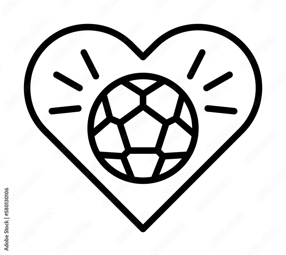 Love, ball, football icon. Simple line, outline elements of soccer for ui and ux, website or mobile application on white background Love, ball, football icon. Simple line, outline elements of soccer for ui and ux, website or mobile application on white background