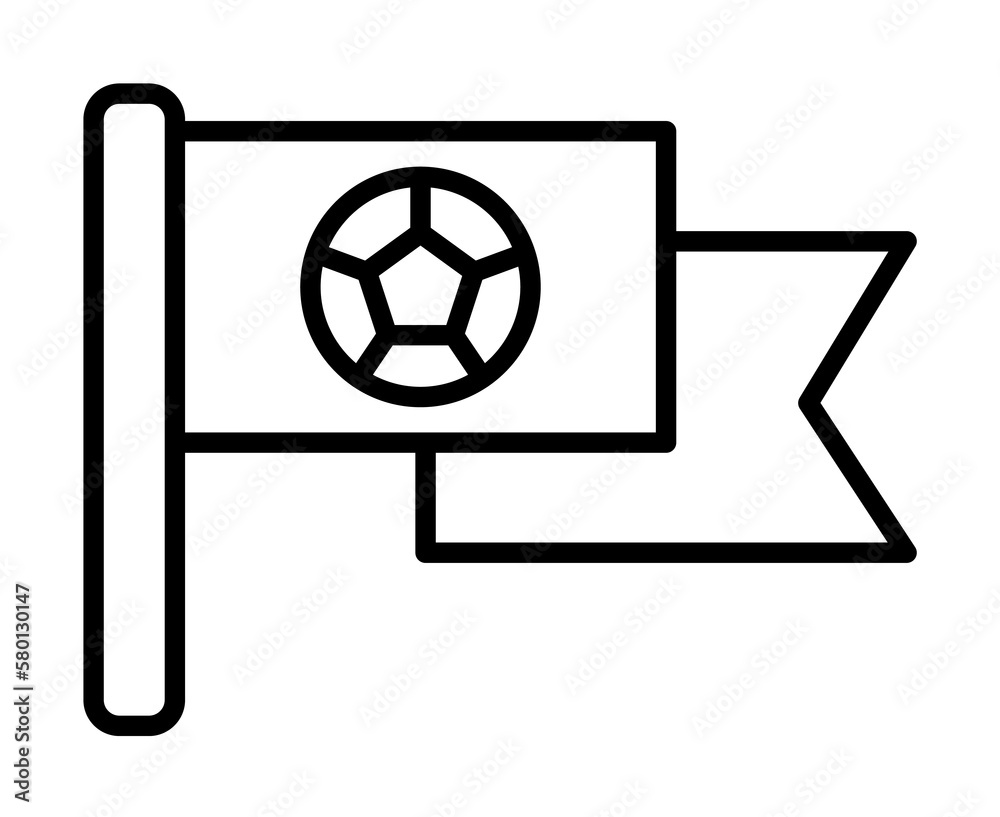 Flag, football icon. Simple line, outline elements of soccer for ui and ux, website or mobile application on white background Flag, football icon. Simple line, outline elements of soccer for ui and ux, website or mobile application on white background