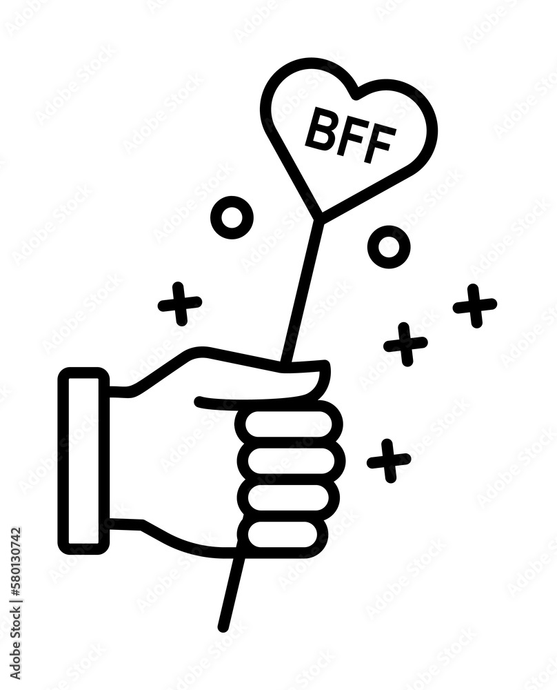 Hand bff friend balloon icon. Element of friendship icon on white background Hand bff friend balloon icon. Element of friendship icon on white background