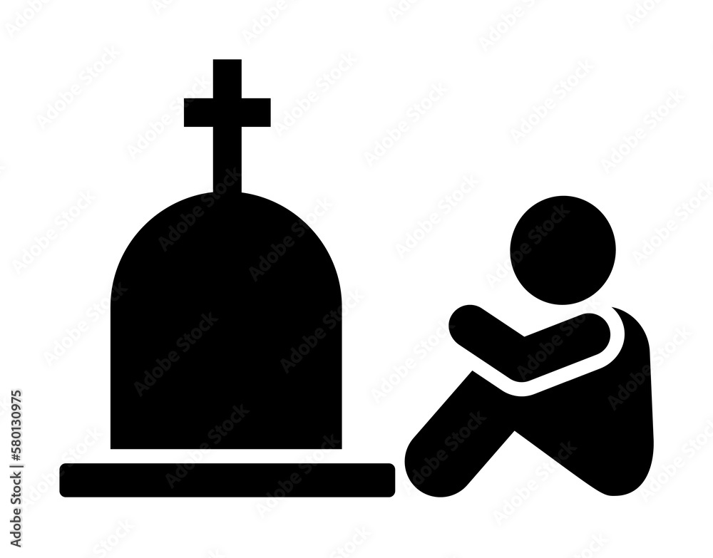 Child coffin sorrow cry weep icon. Element of pictogram death illustration Child coffin sorrow cry weep icon. Element of pictogram death illustration