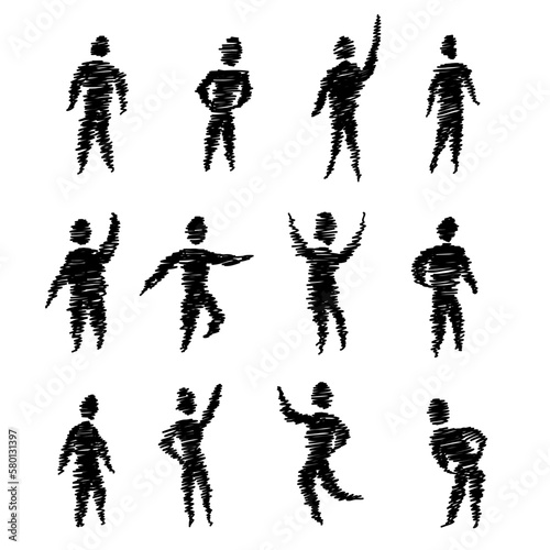 Hand drawn sketch people collection