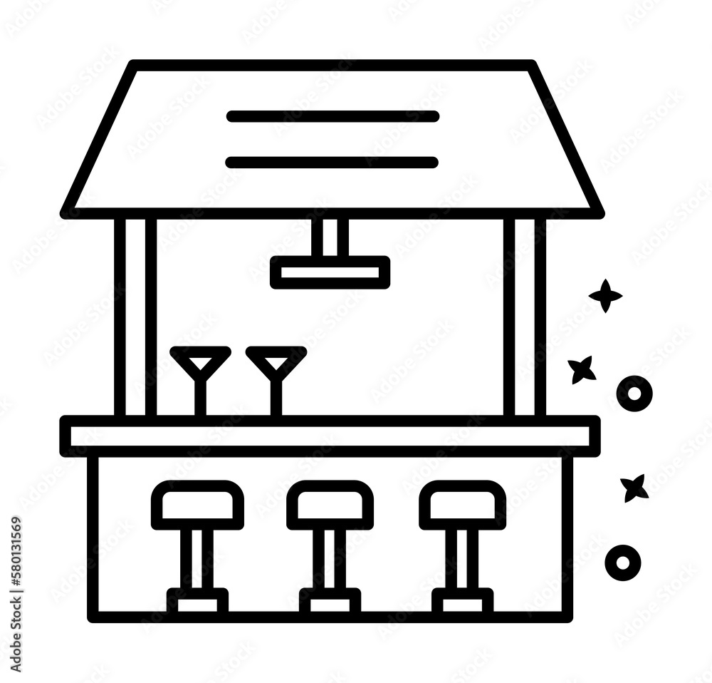 Beach bar alcohol summer icon. Element of Hawaii icon on white background Beach bar alcohol summer icon. Element of Hawaii icon on white background