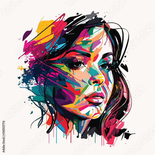 Portrait of a woman in an abstract style, hand drawn, beauty and health, cosmetology or for a beauty salon