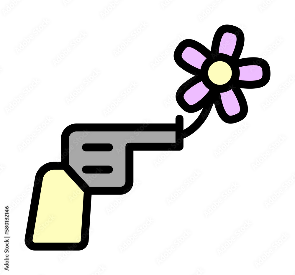 Revolver, flower icon. Simple color with outline elements of flower children icons for ui and ux, website or mobile application on white background