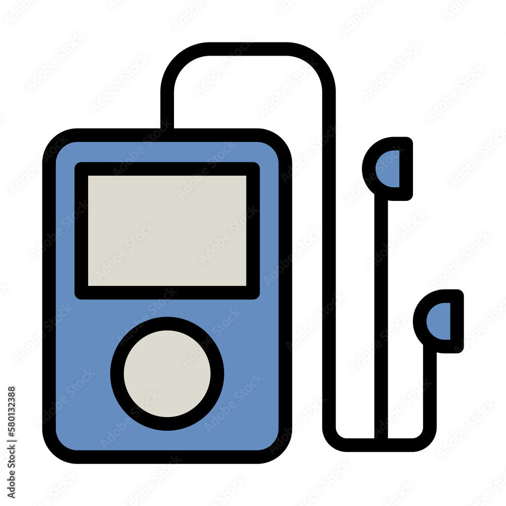 Music player, technology icon. Simple color with outline elements of hipster style icons for ui and ux, website or mobile application on white background Music player, technology icon. Simple color with outline elements of hipster style icons for ui and ux, website or mobile application on white background