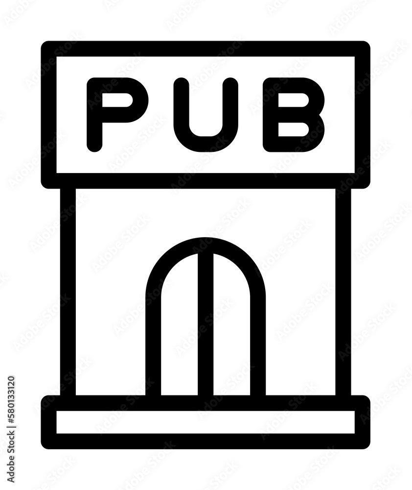 Pub, beer icon. Simple line, outline elements of international beer day icons for ui and ux, website or mobile application on white background
