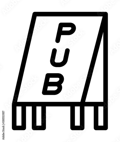 Pub, outdoor board icon. Simple line, outline elements of international beer day icons for ui and ux, website or mobile application on white background