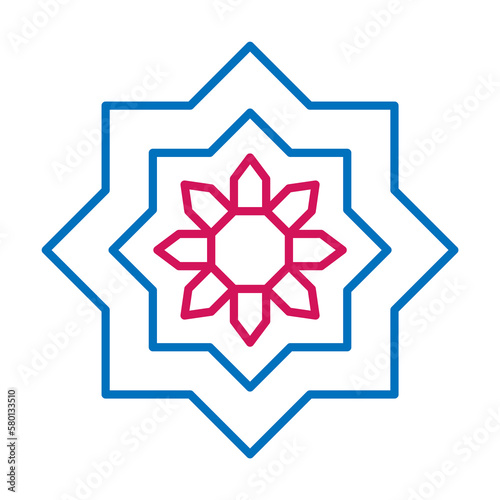 Islam, arabic art 2 colored line icon. Simple blue and red element illustration. Islam, arabic art concept outline symbol design from Islam set on white background
