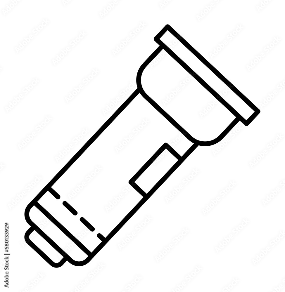 Flashlight, light icon. Simple line, outline elements of safety at work for ui and ux, website or mobile application on white background Flashlight, light icon. Simple line, outline elements of safety at work for ui and ux, website or mobile application on white background