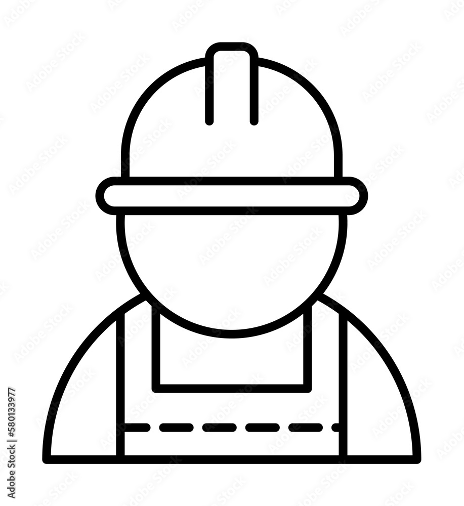 Worker, safety icon. Simple line, outline elements of safety at work for ui and ux, website or mobile application on white background Worker, safety icon. Simple line, outline elements of safety at work for ui and ux, website or mobile application on white background