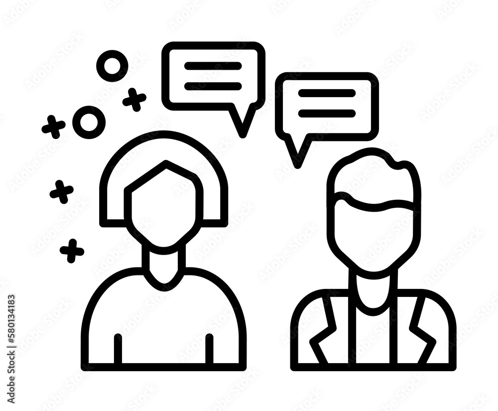 Woman discussion man icon. Element of labor icon on white background Woman discussion man icon. Element of labor icon on white background