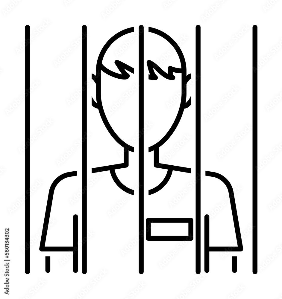 Prisoner icon. Element of legal services thin line icon on white background