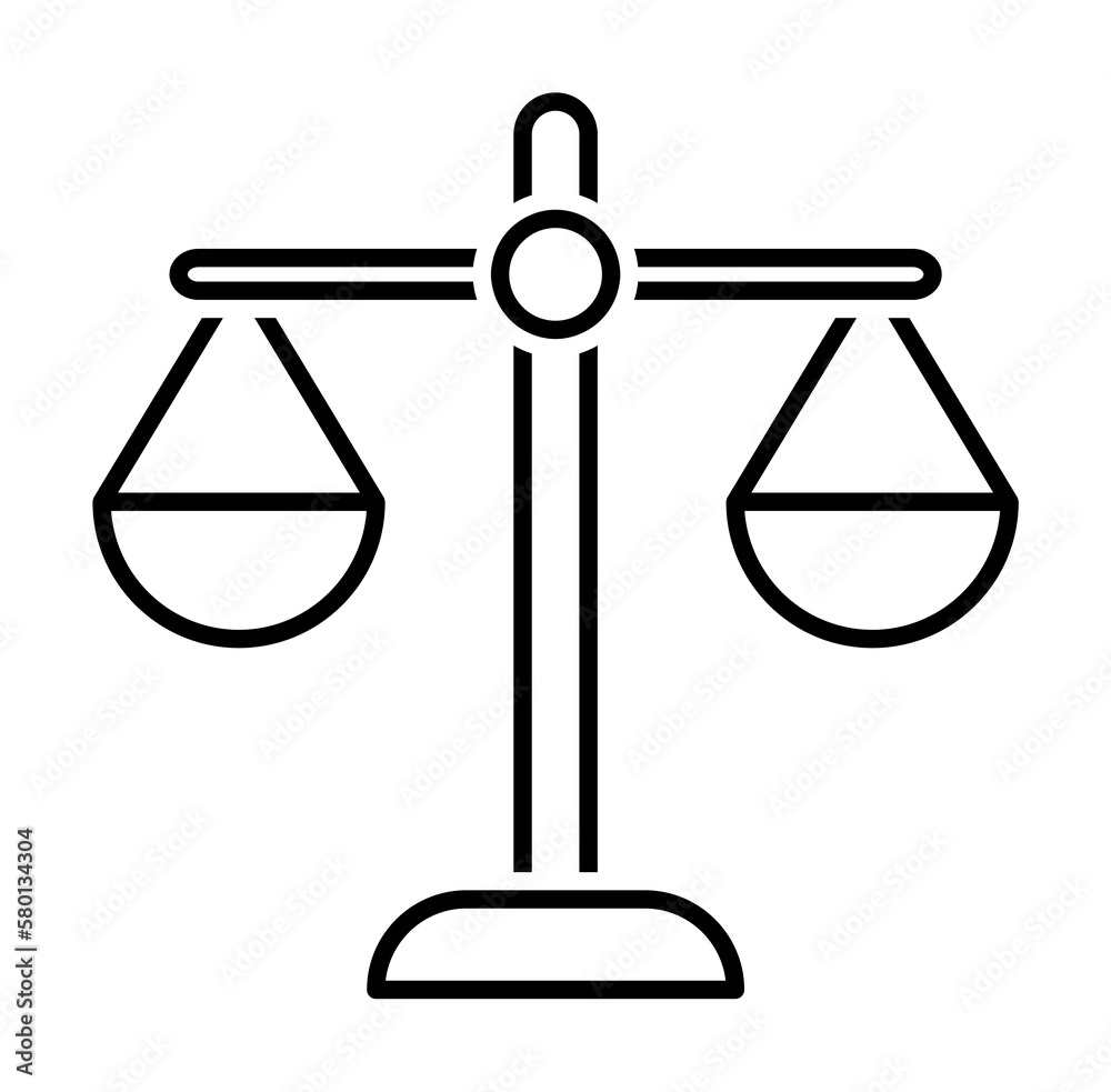 Scale icon. Element of legal services thin line icon on white background Scale icon. Element of legal services thin line icon on white background