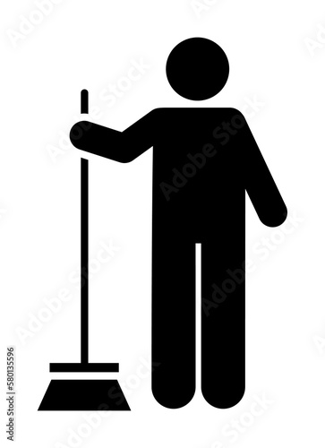 Broom, man, cleaning icon. Element of man with random object icon. Premium quality graphic design icon. Signs and symbols collection icon for websites, web design on white background
