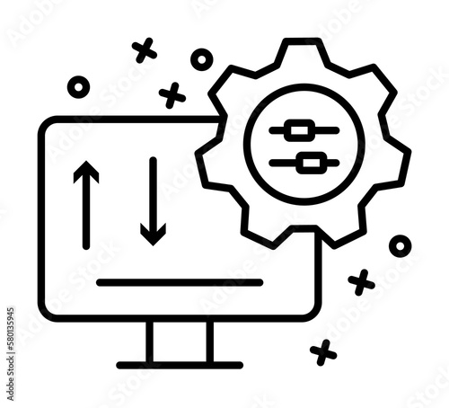 Computer gear icon. Element of manufacturing on white background