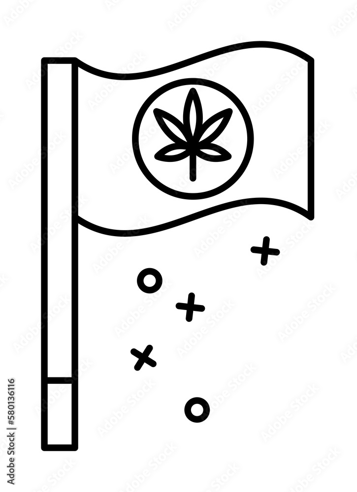 Flag marijuana cannabis icon. Element of narcotic on white background Flag marijuana cannabis icon. Element of narcotic on white background