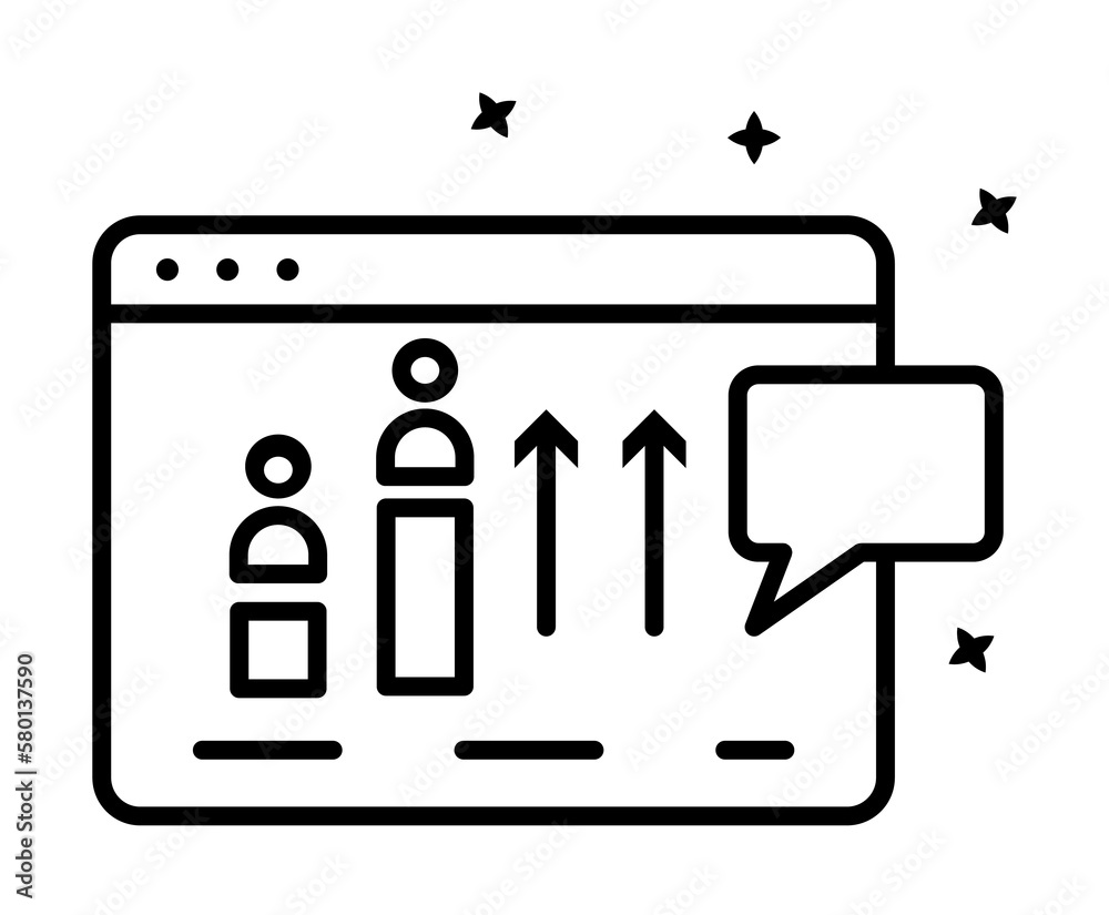 Web users chat icon. Simple line, outline of project management icons for ui and ux, website or mobile application on white background Web users chat icon. Simple line, outline of project management icons for ui and ux, website or mobile application on white background