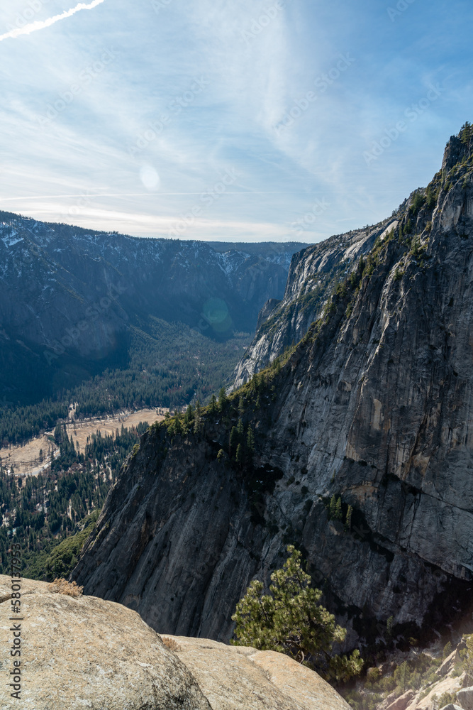 Beautiful view from the Upper Yosemite Falls Trail in Yosemite National Park in California