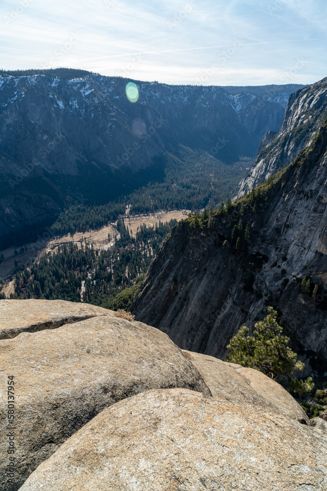 Scenic view from the Upper Yosemite Falls Trail in Yosemite National Park in California