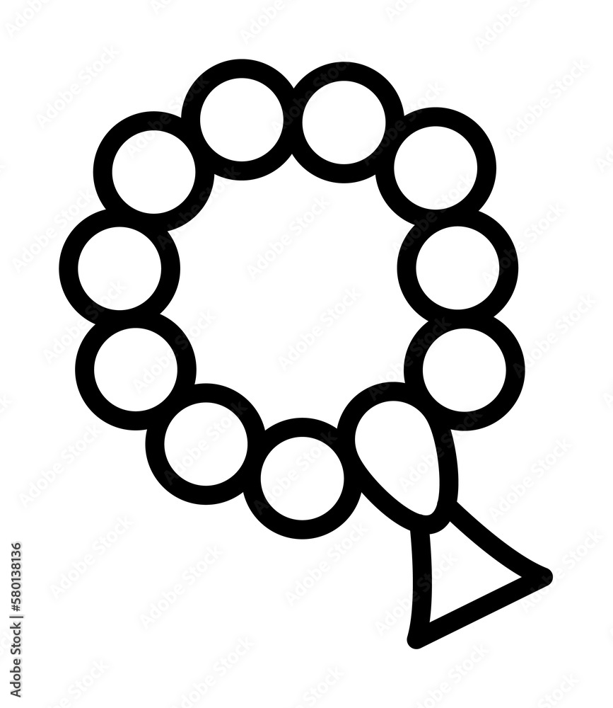 Beads rosary Ramadan icon. Simple line elements of islam icons for ui and ux, website or mobile application on white background Beads rosary Ramadan icon. Simple line elements of islam icons for ui and ux, website or mobile application on white background