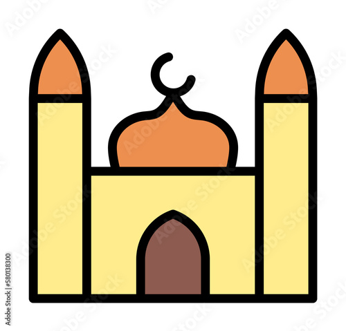 Mosque Ramadan icon. Simple outline color elements of islam icons for ui and ux, website or mobile application on white background