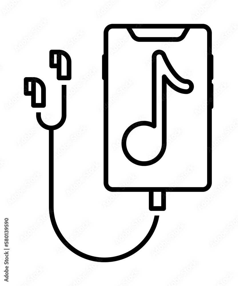 Smartphone music icon. Element of smartphone on white background Smartphone music icon. Element of smartphone on white background
