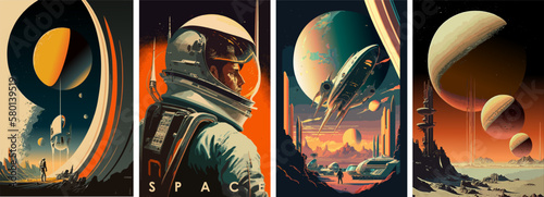 Tableau sur toile Space, astronaut and science fiction