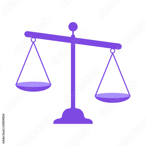 Purple Justice Scale Symbol Isolated Flat Vector Illustration