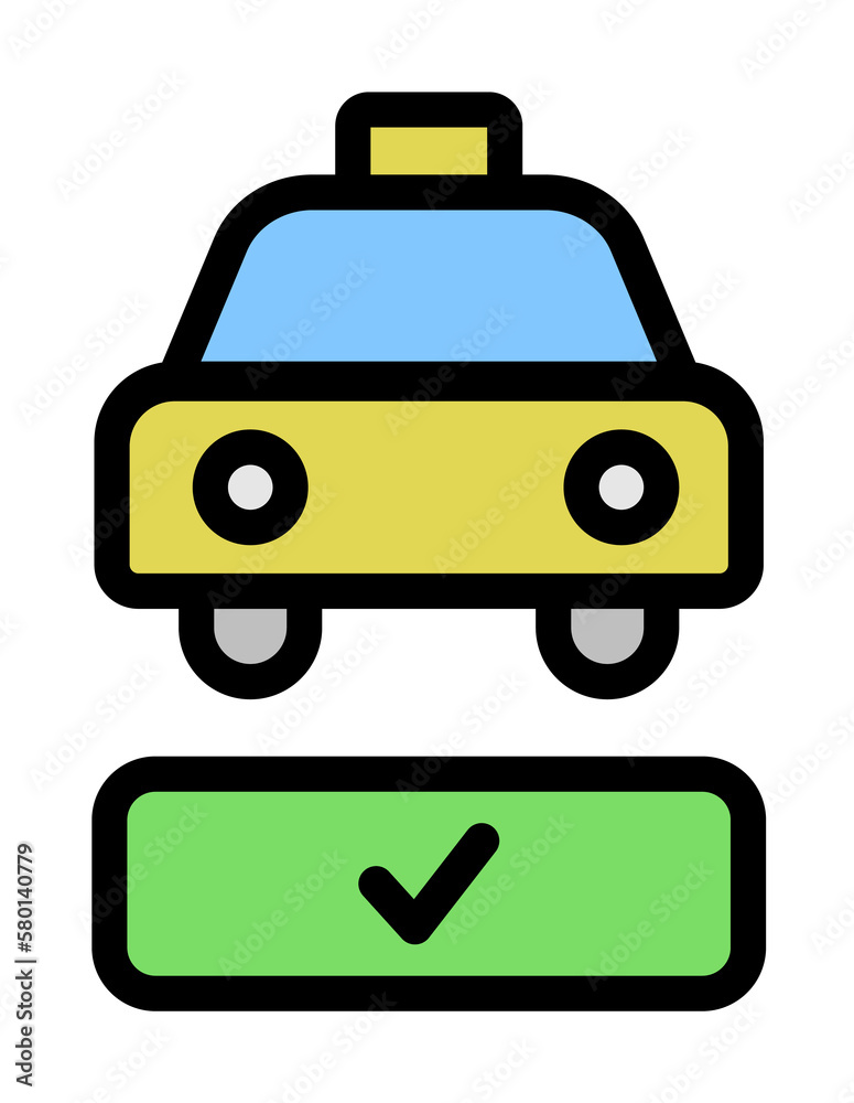 Taxi, approved icon. Simple color with outline elements of taxi service icons for ui and ux, website or mobile application on white background Taxi, approved icon. Simple color with outline elements of taxi service icons for ui and ux, website or mobile application on white background