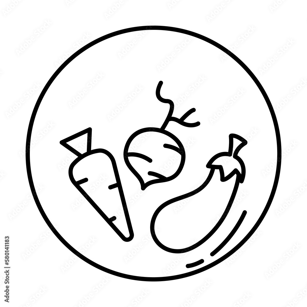 Vegetable, vegan icon. Simple line, outline elements of vegetarian icons for ui and ux, website or mobile application on white background Vegetable, vegan icon. Simple line, outline elements of vegetarian icons for ui and ux, website or mobile application on white background
