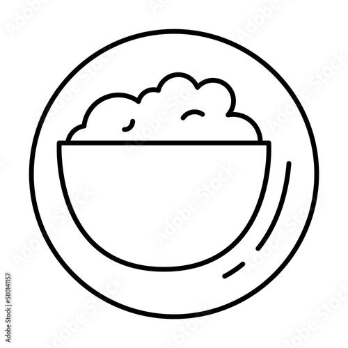 Mashed potato, vegan icon. Simple line, outline elements of vegetarian icons for ui and ux, website or mobile application on white background