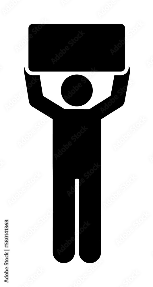 Man lift box move icon. Simple glyph pictogram of volunteer icons for ui and ux, website or mobile application on white background