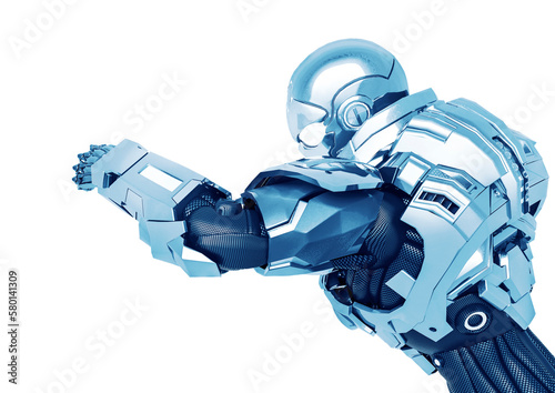 knight vision in a sci fi outfit in a white background