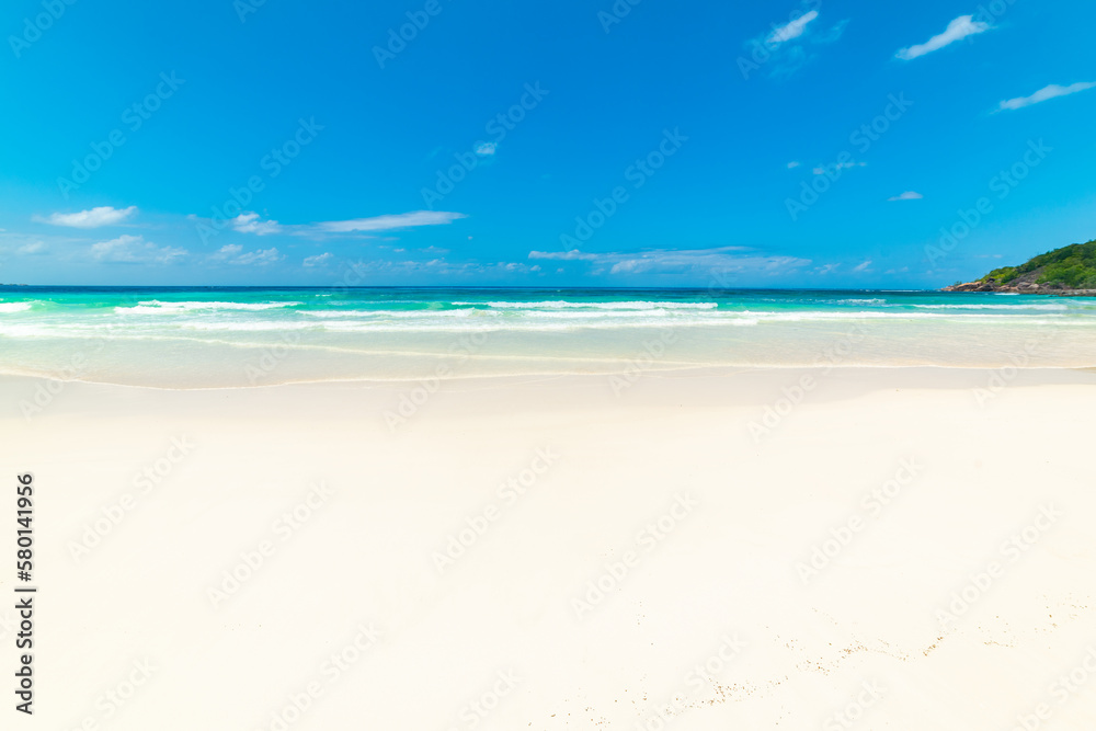 White sand and turquoise water in Anse Kerlan beach White sand and turquoise water in Anse Kerlan beach