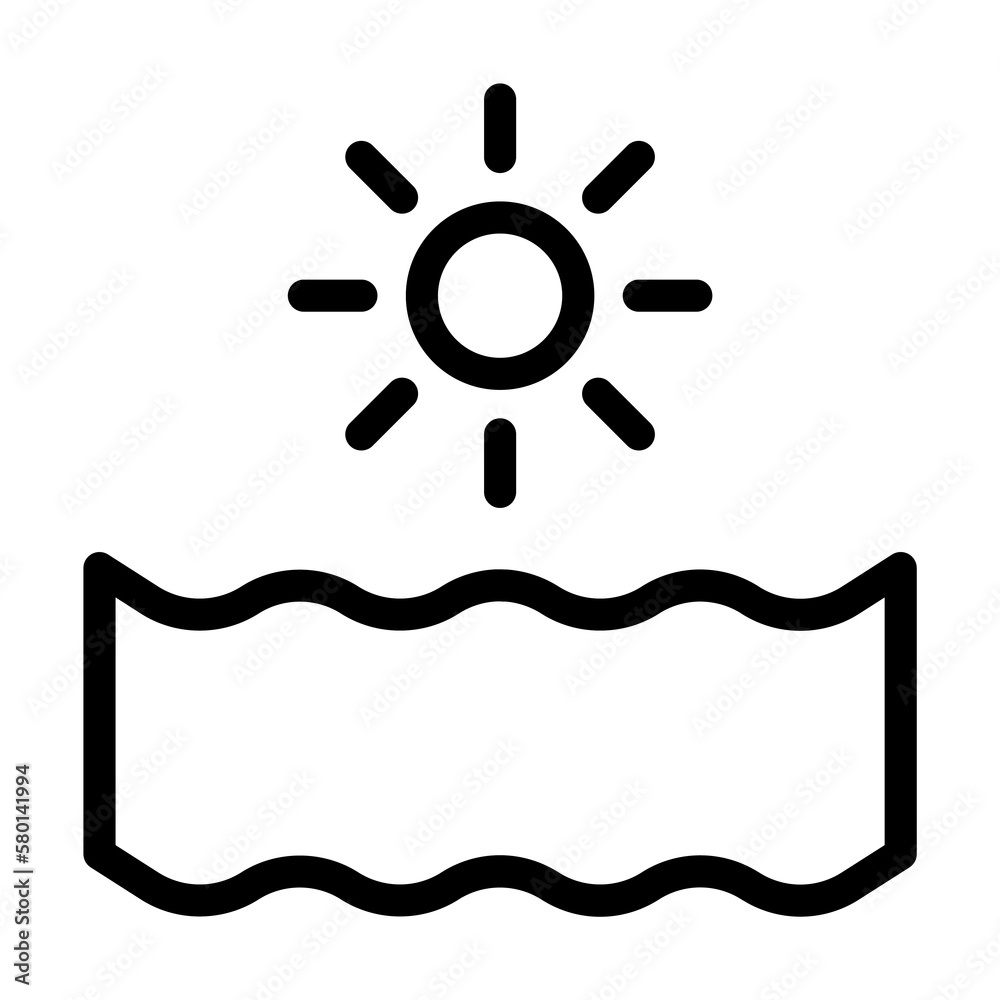 Sun, ocean icon. Simple line, outline elements of saving marine icons for ui and ux, website or mobile application on white background Sun, ocean icon. Simple line, outline elements of saving marine icons for ui and ux, website or mobile application on white background