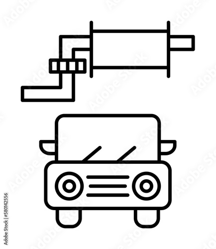 Exhaust pipe, car repair icon. Simple line, outline elements of garage icons for ui and ux, website or mobile application on white background