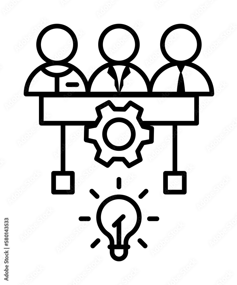 Team idea icon. Simple line, outline of team work idea icons for ui and ux, website or mobile application on white background Team idea icon. Simple line, outline of team work idea icons for ui and ux, website or mobile application on white background