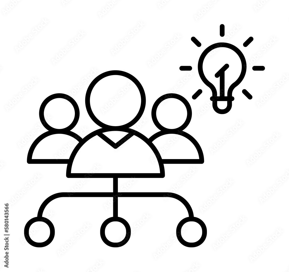 Fototapeta premium Teamwork idea icon. Simple line, outline of team work idea icons for ui and ux, website or mobile application on white background