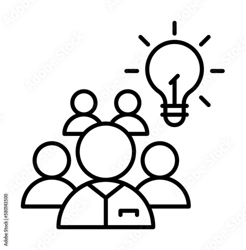 Group idea icon. Simple line, outline of team work idea icons for ui and ux, website or mobile application on white background