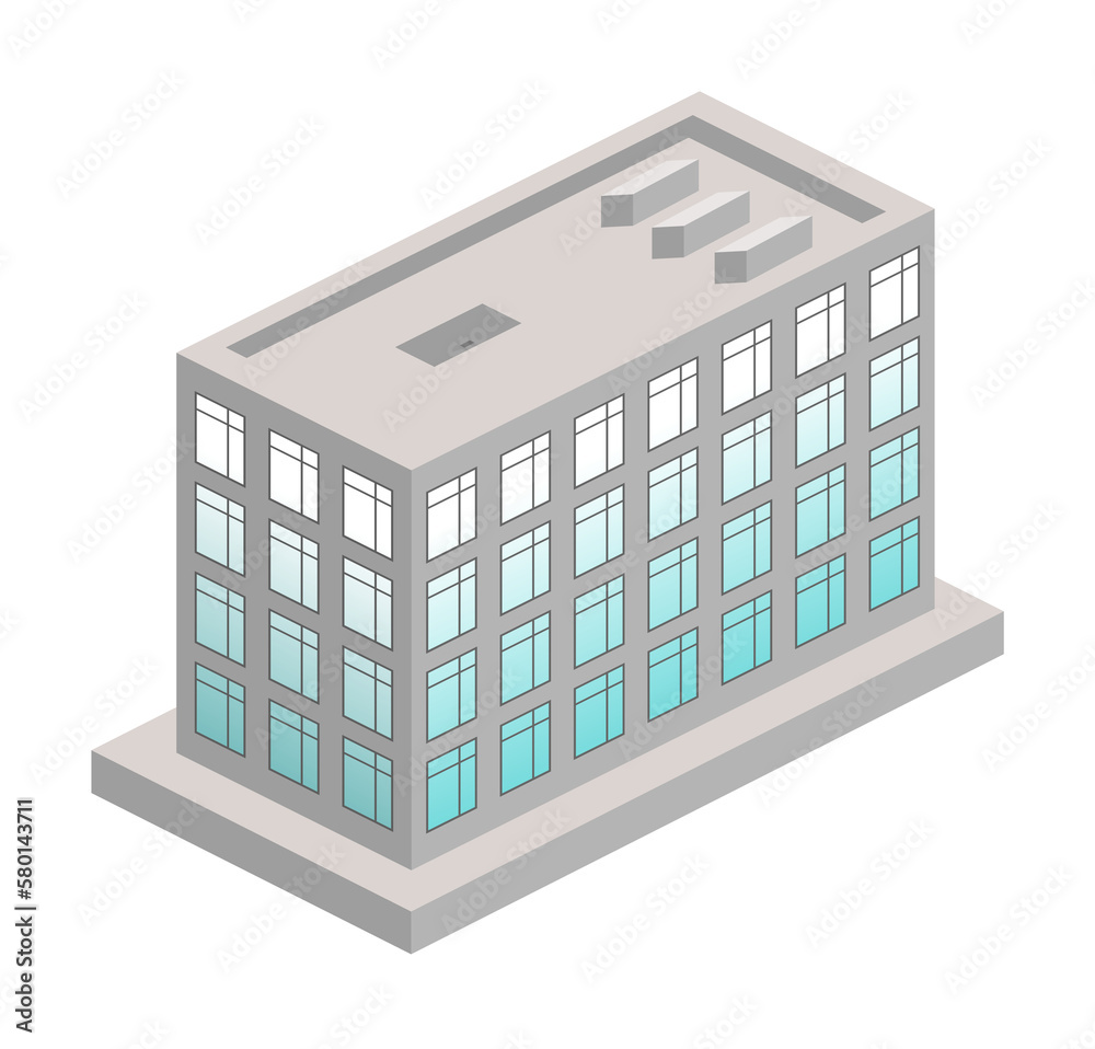 isometric office building. Element of color isometric building. Premium quality graphic design icon. Signs and symbols collection icon for websites, web design on white background